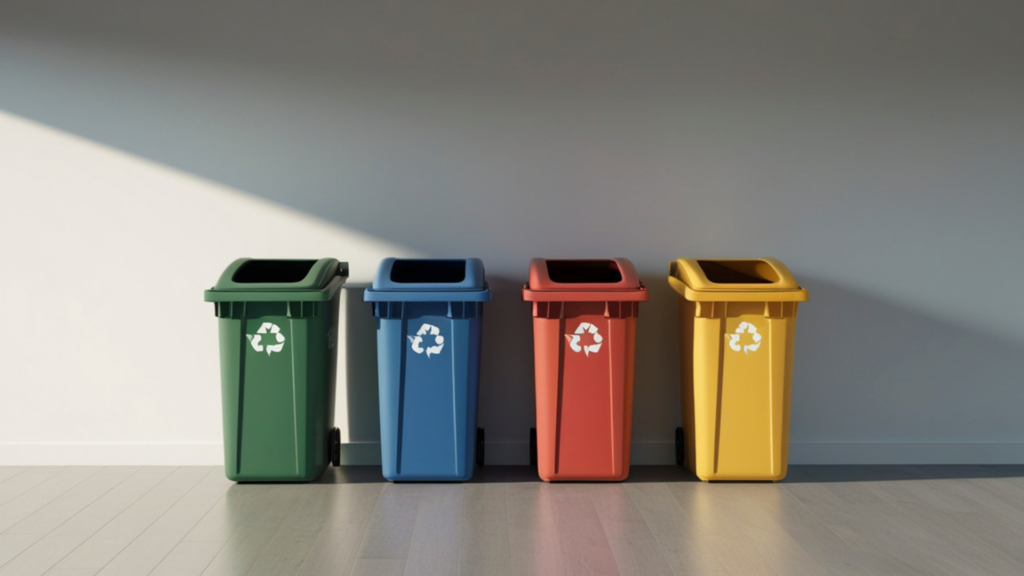 4 poubelles permettant le recyclage des déchets